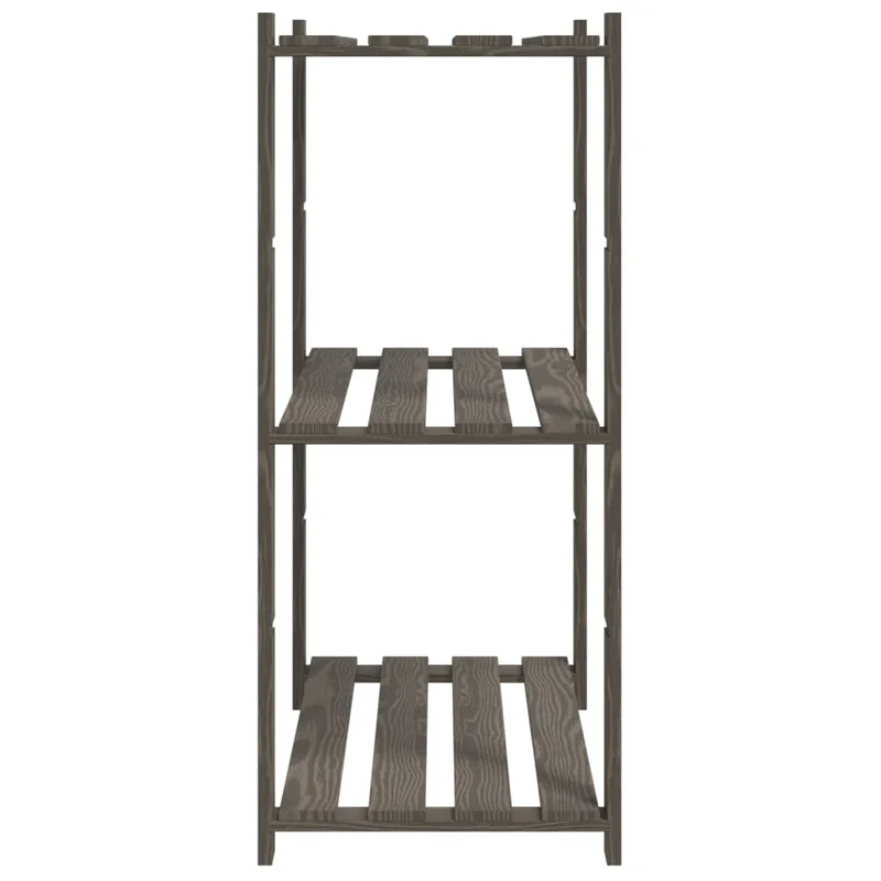 Scaffale a 3 Livelli Organizer Minimal in Legno di Pino Grigio 80x38x90 cm