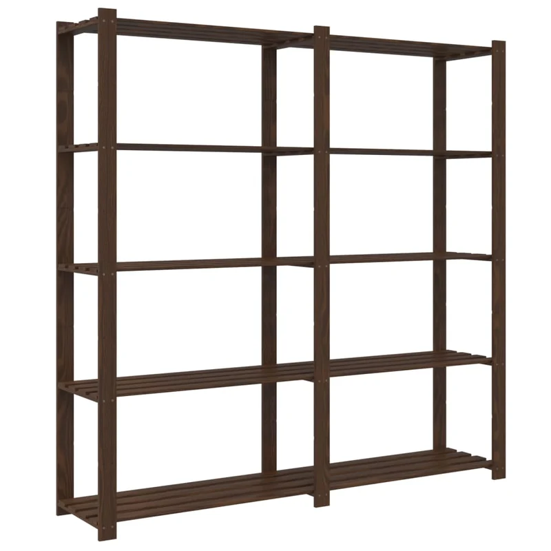 Scaffale a 5 Livelli Libreria 170x38x170 cm in Legno di Pino Colore Marrone