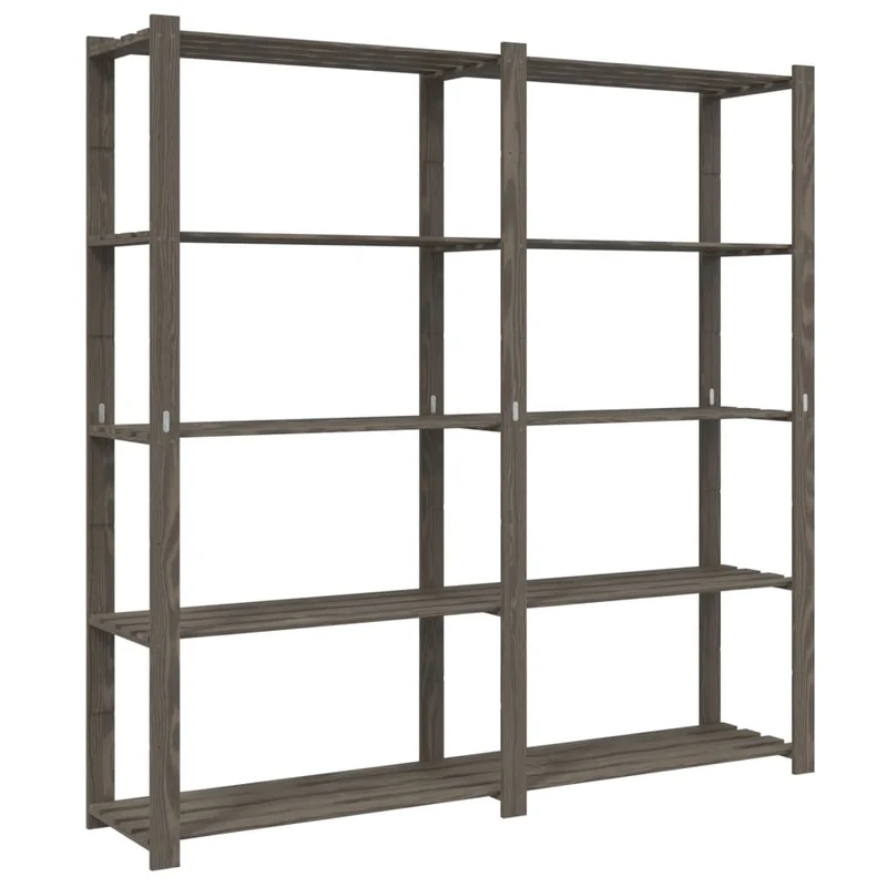 Scaffale a 5 Livelli Minimal Organizer in Legno di Pino Grigio 170x38x170 cm