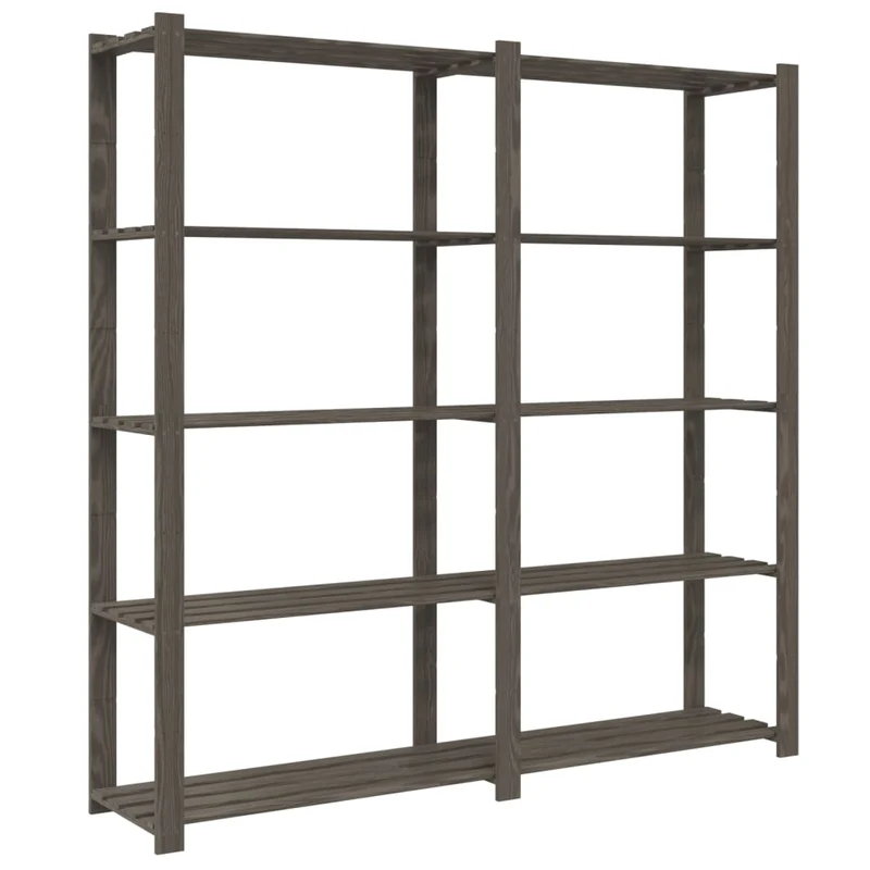 Scaffale a 5 Livelli Minimal Organizer in Legno di Pino Grigio 170x38x170 cm