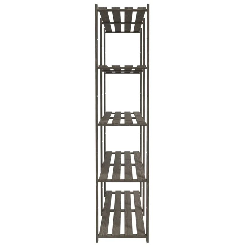 Scaffale a 5 Livelli Minimal Organizer in Legno di Pino Grigio 170x38x170 cm