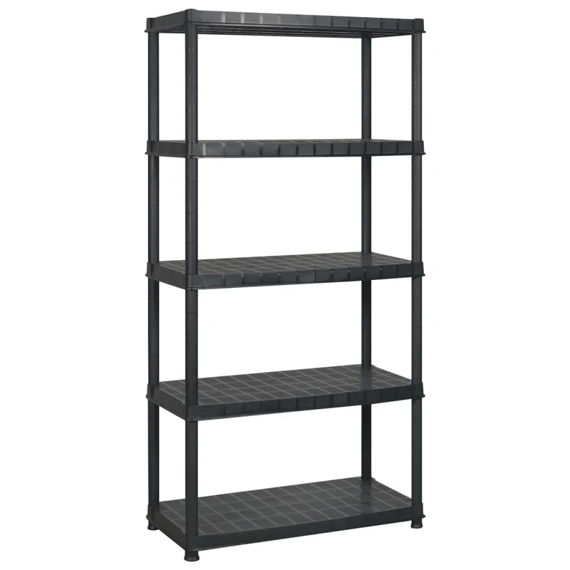 Scaffale a 5 Ripiani Organizer Espositore Nero in Plastica 274,5x45,7x185 cm
