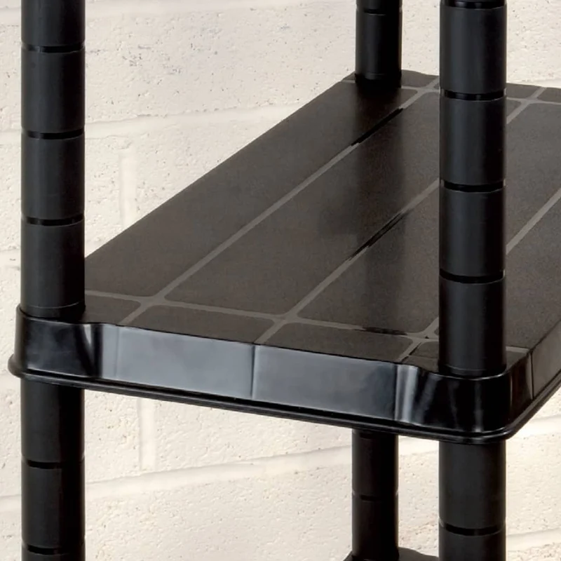 Scaffale a 4 Ripiani Organizer Espositore Nero in Plastica 122x30,5x130 cm