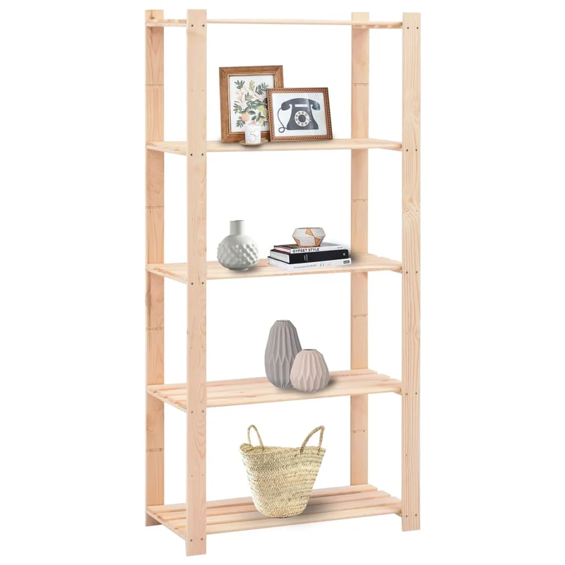 Set 2 Scaffali a 5 Livelli Organizer 80x38x170 cm in Massello Pino 250 kg