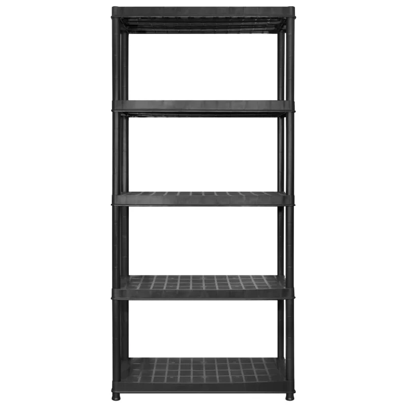 Scaffale a 5 Ripiani Espositore Organizer Nero in Plastica 170x40x185 cm