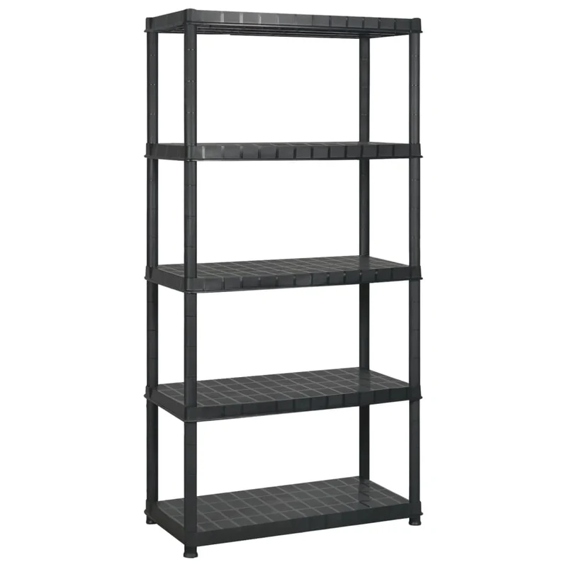 Scaffale a 5 Ripiani Espositore Organizer Nero in Plastica 170x40x185 cm