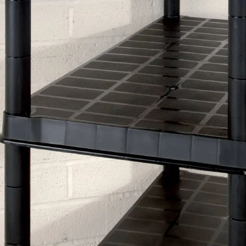 Scaffale a 5 Ripiani Espositore Organizer Nero in Plastica 170x40x185 cm