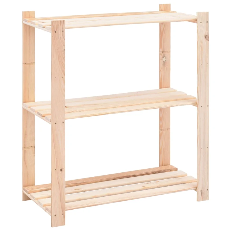 Set 3 pz Scaffali a 3 Livelli Organizer 80x38x90 cm Massello Pino 150 kg