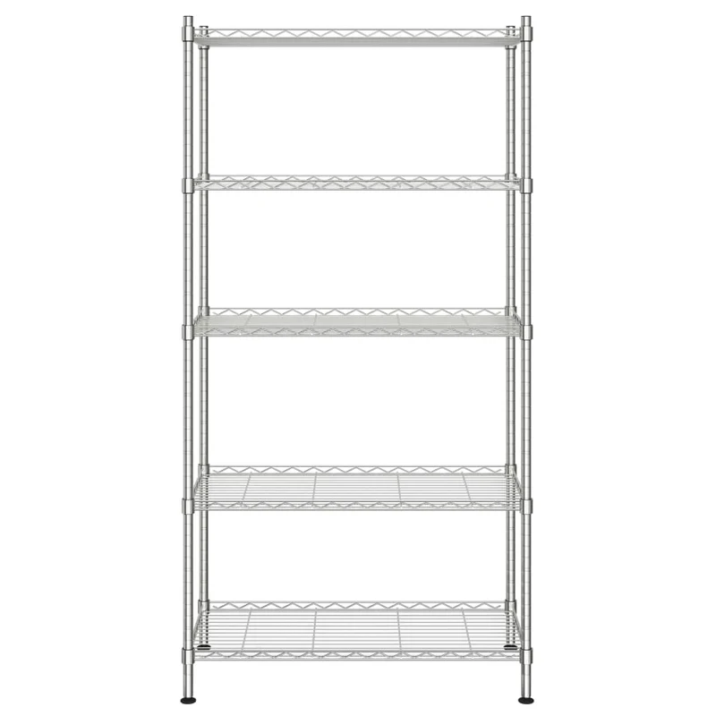 Scaffale a 5 Ripiani Libreria 90x35x180 cm in Ferro Cromato Peso 250 kg
