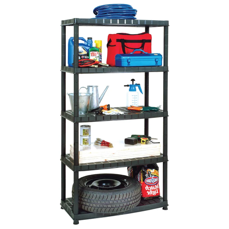 Scaffale 5 Ripiani Libreria Espositore Colore Nero in Plastica 91,5x45,7x185 cm