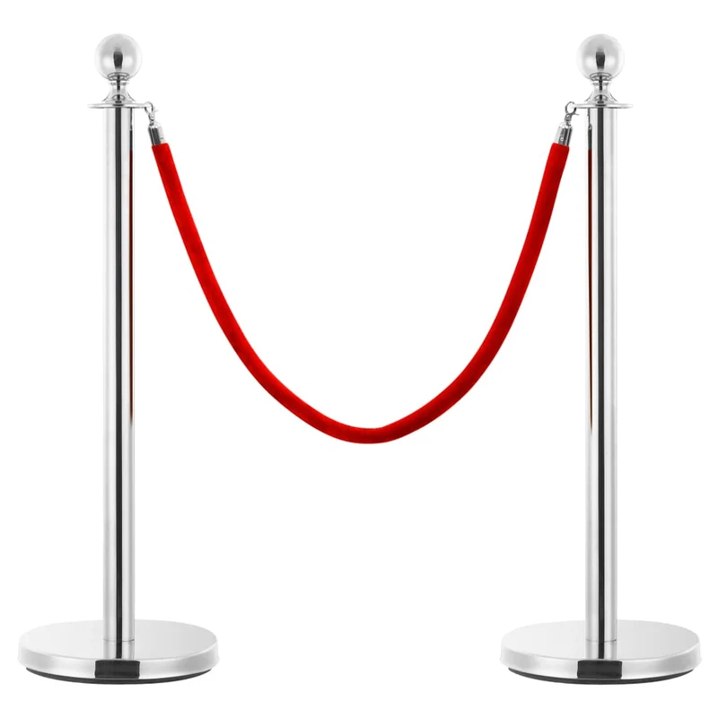 Set 3 Pali di Sicurezza Transenne Separa code VIP Eventi in Acciaio Inox Argento