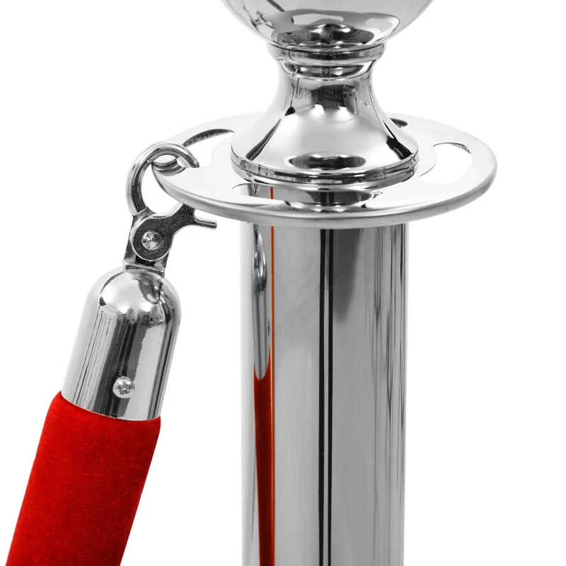Set 3 Pali di Sicurezza Transenne Separa code VIP Eventi in Acciaio Inox Argento