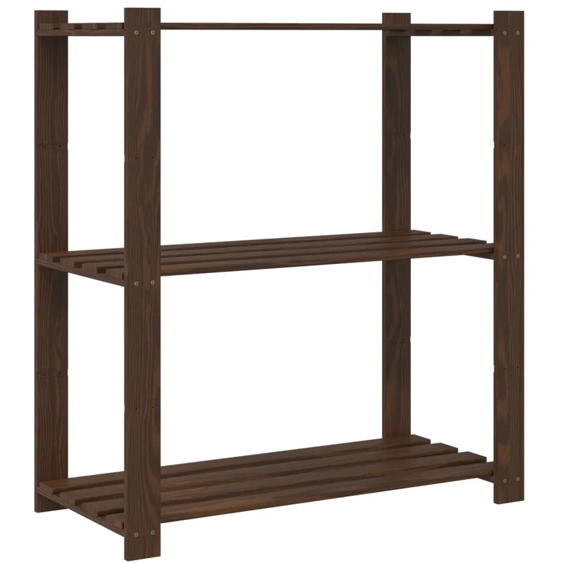 Scaffale a 3 Livelli Libreria 80x38x90 cm in Legno di Pino Colore Marrone