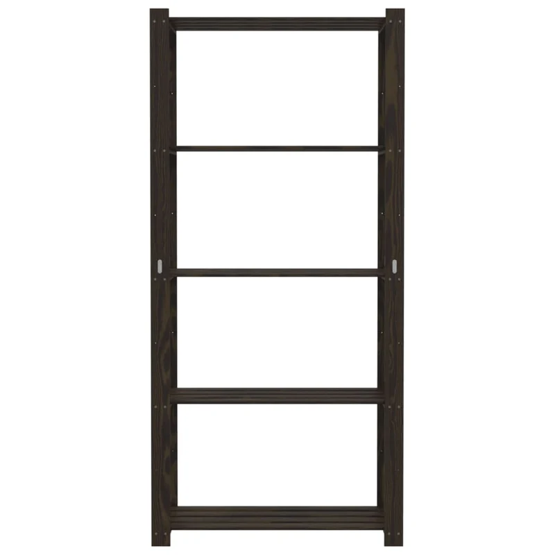 Scaffale a 5 Livelli Libreria 80x38x170 cm in Legno di Pino Colore Nero