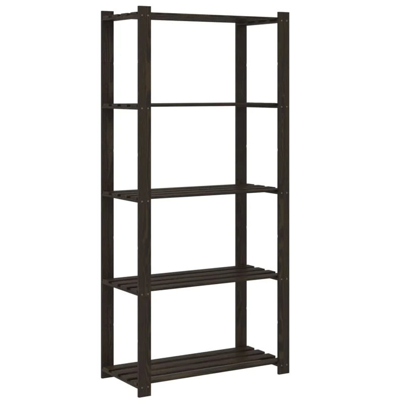 Scaffale a 5 Livelli Libreria 80x38x170 cm in Legno di Pino Colore Nero