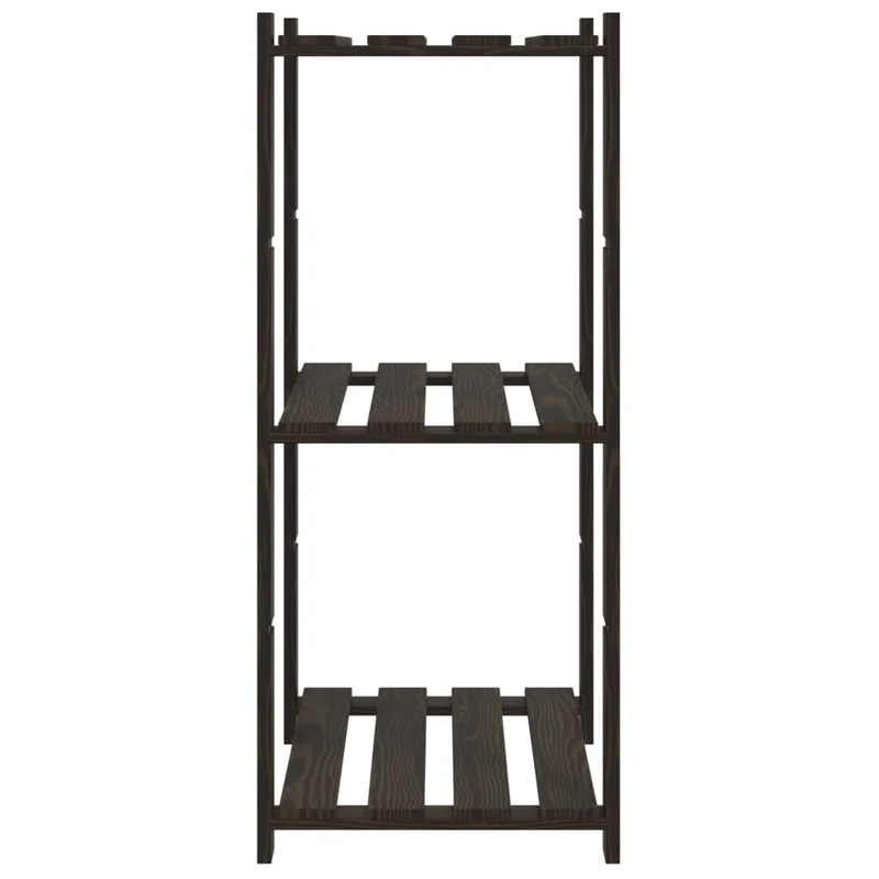 Scaffale a 3 Livelli Design Minimal in Legno Massello di Pino Nero 60x38x90 cm