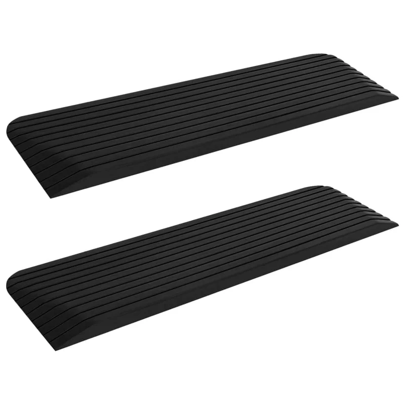 Set 2 Rampe Soglia in Gomma Per Deambulatori Sedie a Rotelle 110x32x3,8 cm
