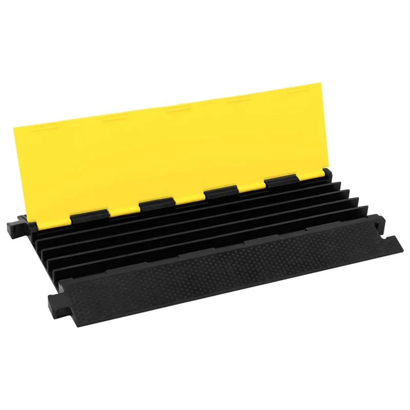 Dosso Passacavi Sicurezza in Gomma Giallo Nero Modulare con 5 Canali 90 cm