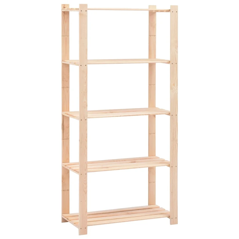 Scaffale a 5 Livelli shabby in Massello di Pino 80x38x170 cm 250 kg