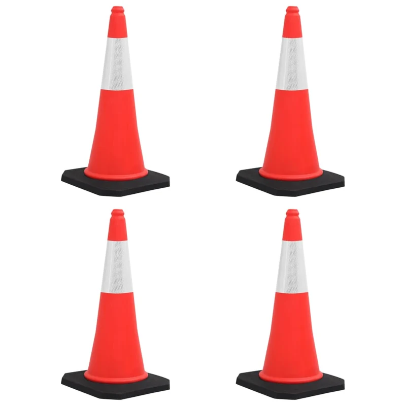 Set 4 pz Coni Emergenza Lavoro Spartitraffico Riflettenti con Basi Pesanti 75 cm