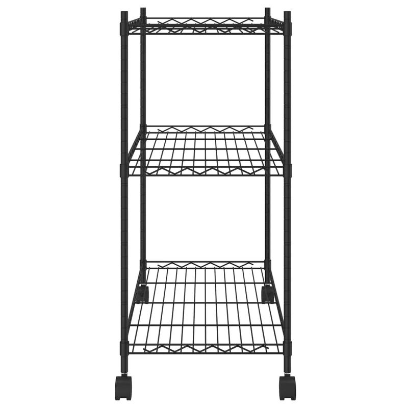 Scaffale a 3 Livelli Organizer Cucina con Ruote 60x35x81 cm Nero 150 kg
