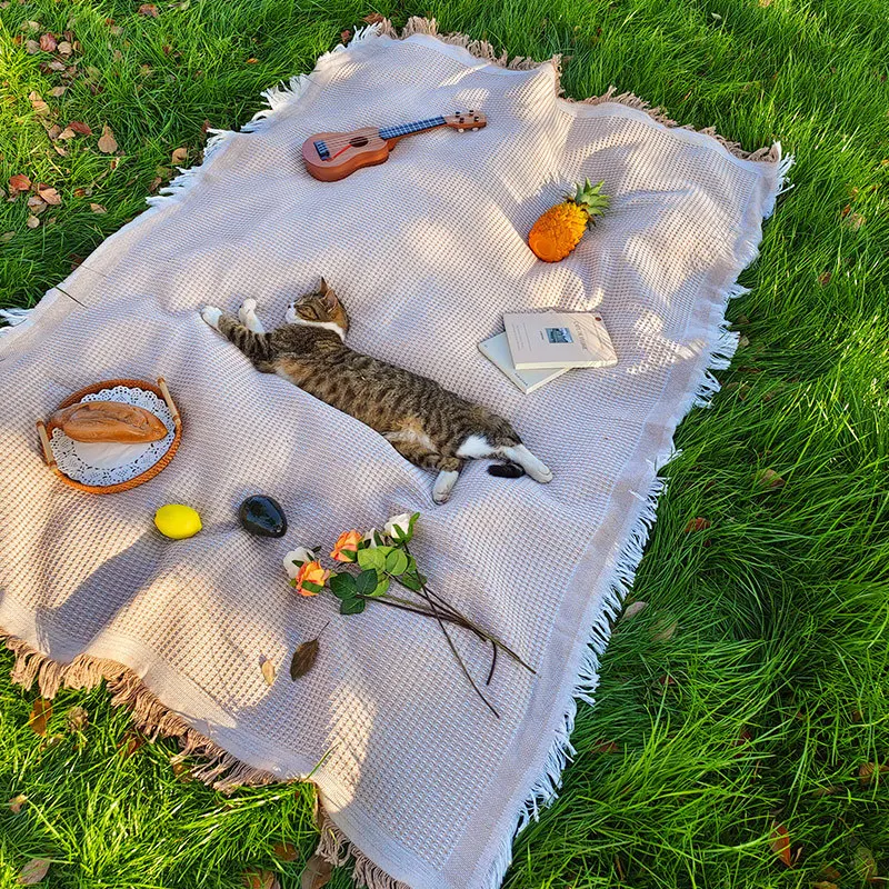 Linnen Picknickkleed – Lichtgewicht Outdoor Kleed voor Picknick en Camping