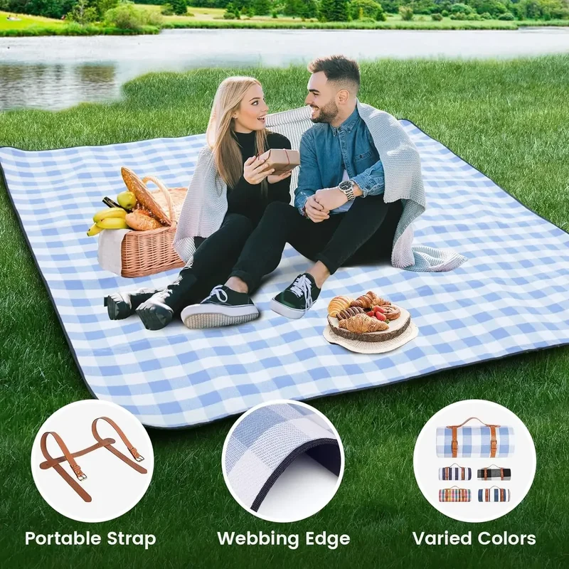 Extra Grote Picknickdeken – Waterdicht 3-Laags Design & Draagriem voor Buiten