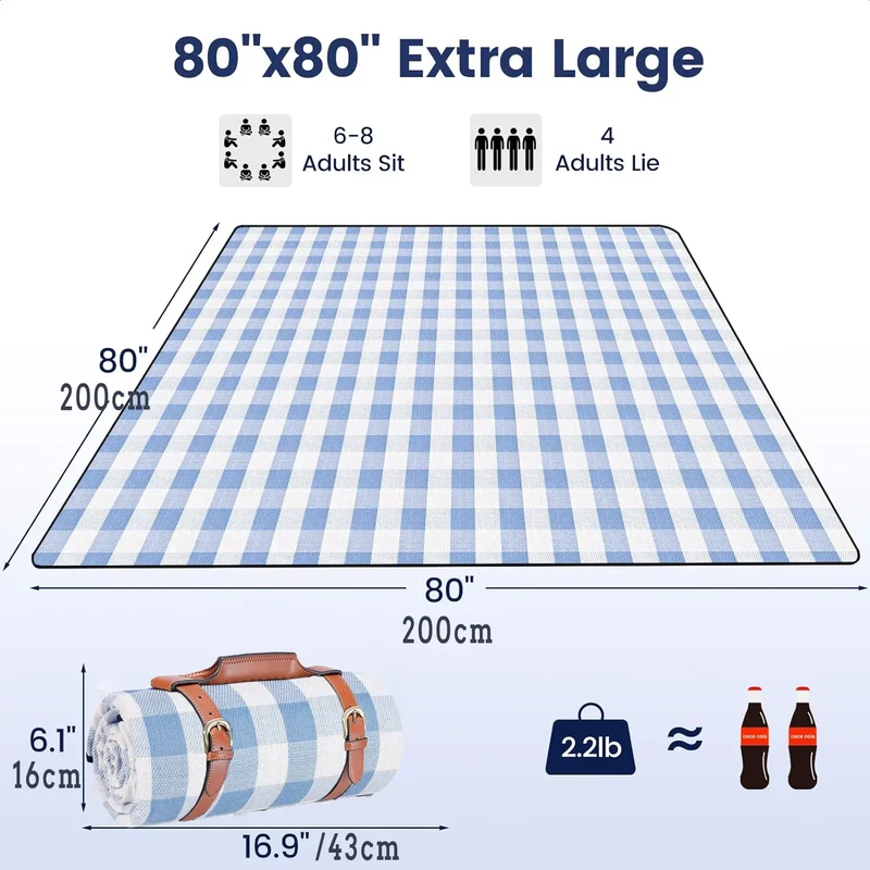 Extra Grote Picknickdeken – Waterdicht 3-Laags Design & Draagriem voor Buiten