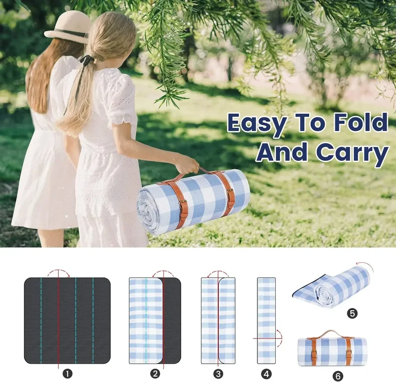 Extra Grote Picknickdeken – Waterdicht 3-Laags Design & Draagriem voor Buiten