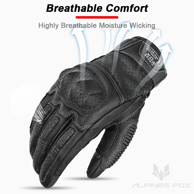 Motorhandschoenen Vintage – Ademend Design met Touchscreen & Knokkelbescherming