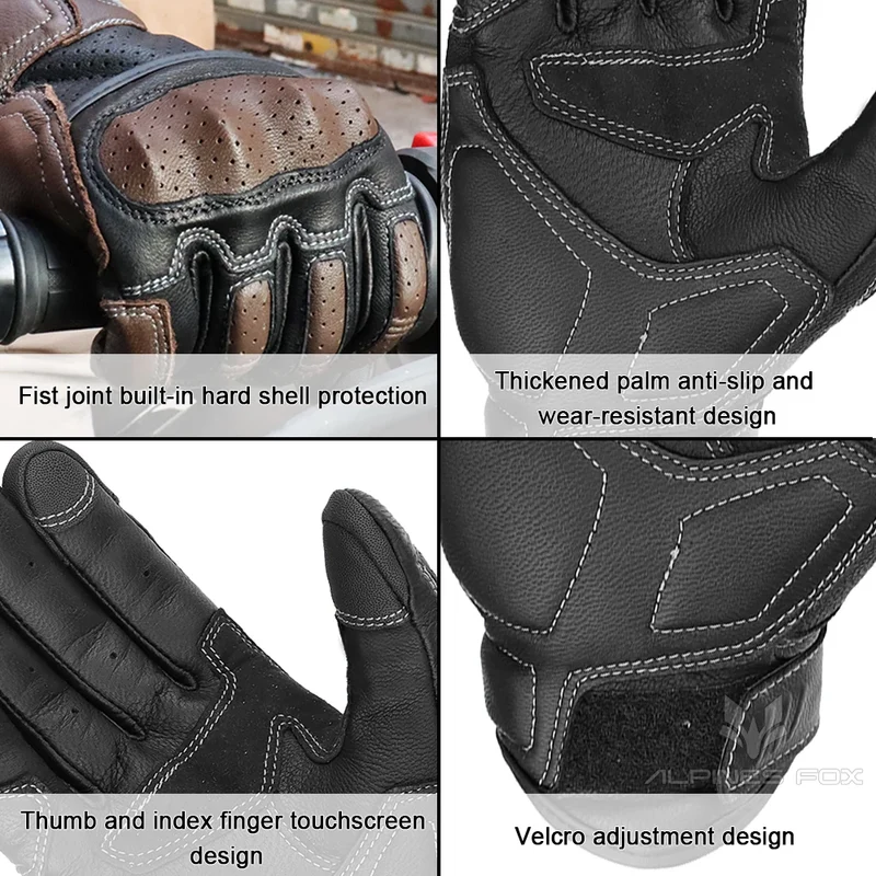 Motorhandschoenen Vintage – Ademend Design met Touchscreen & Knokkelbescherming