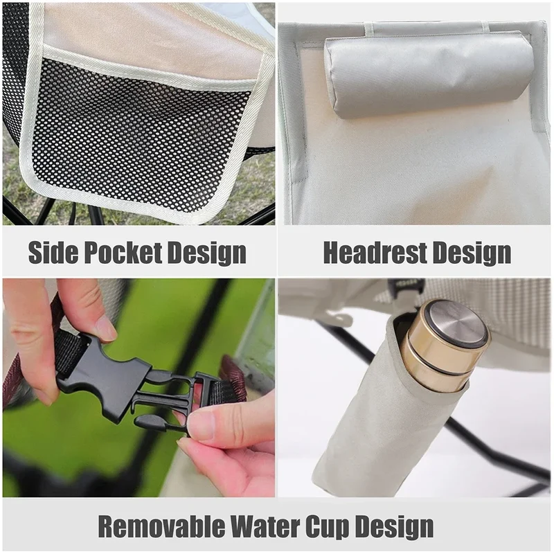 Opvouwbare Campingstoel – Lichtgewicht Aluminium Frame met Hoofdsteun