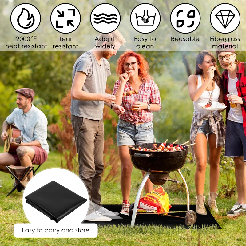 BBQ Beschermmat Hittebestendig – Glasvezel Grillmat voor Terras en Tuin