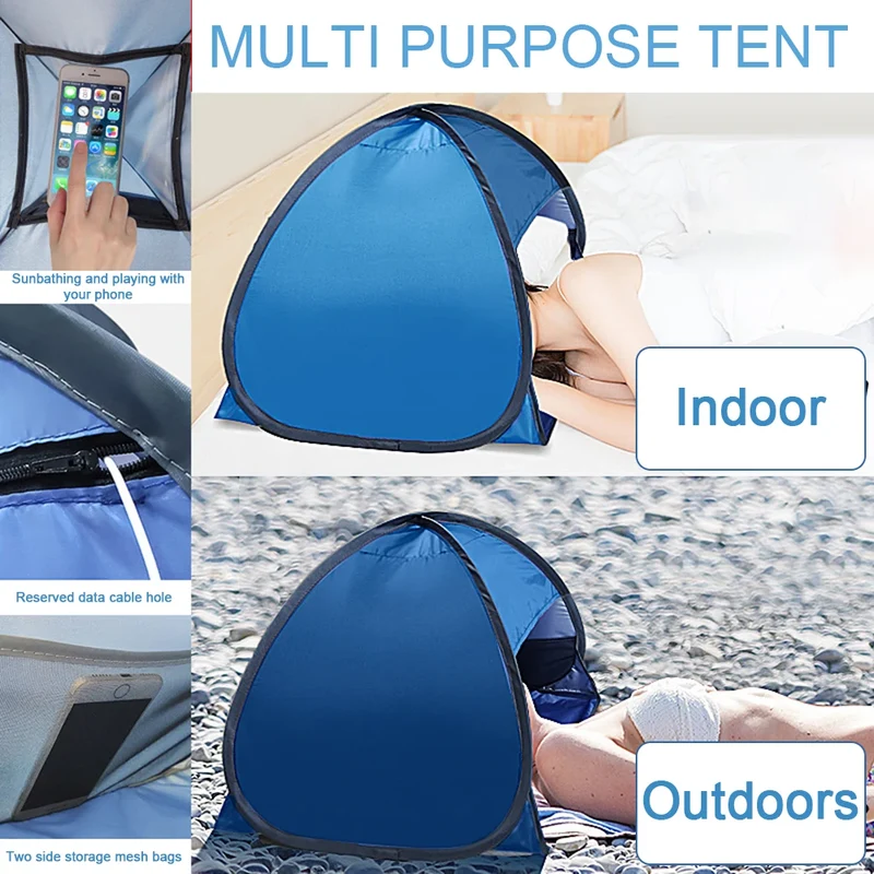 Mini Pop-Up Strandtent – Compacte Zonnescherm Tent met UV Bescherming