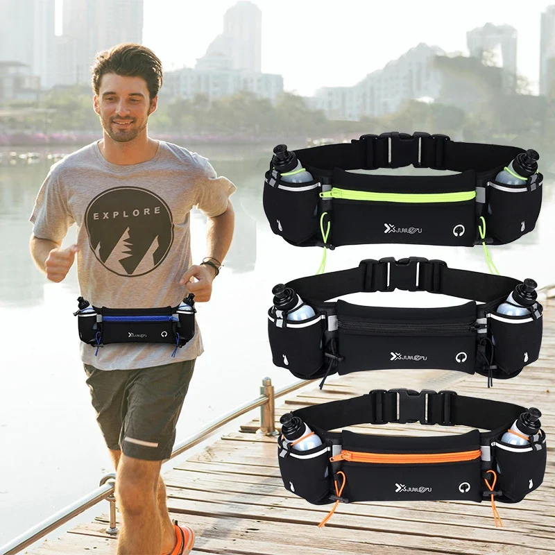 Hardloop Heuptas met Fleshouders – Lycra Sporttas met Telefoonvak & Verstelbare Band