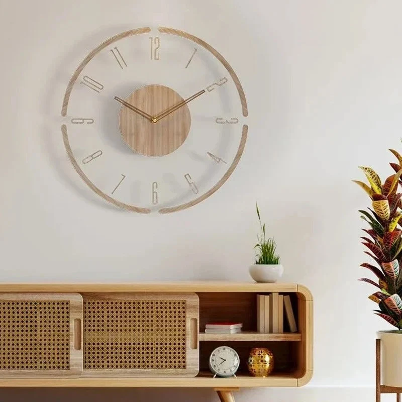 Natural Wooden Wall Clock Nordic Minimalist Style
