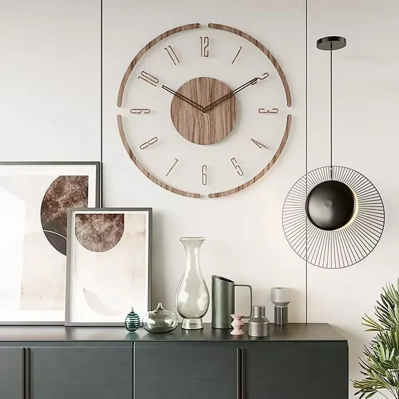 Natural Wooden Wall Clock Nordic Minimalist Style