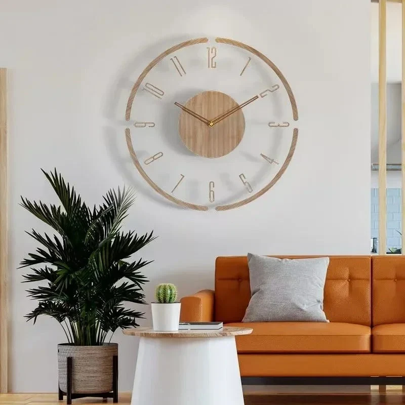 Natural Wooden Wall Clock Nordic Minimalist Style