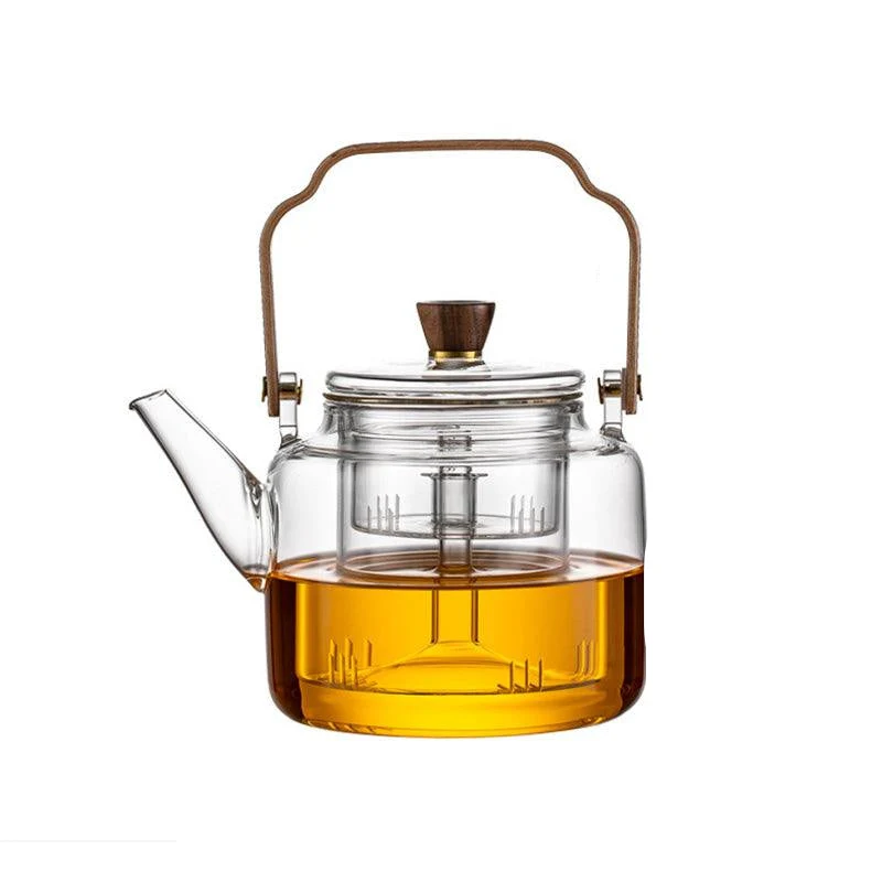 Glass Tea Kettle 1.2L Smoked Finish with Lid and Filter