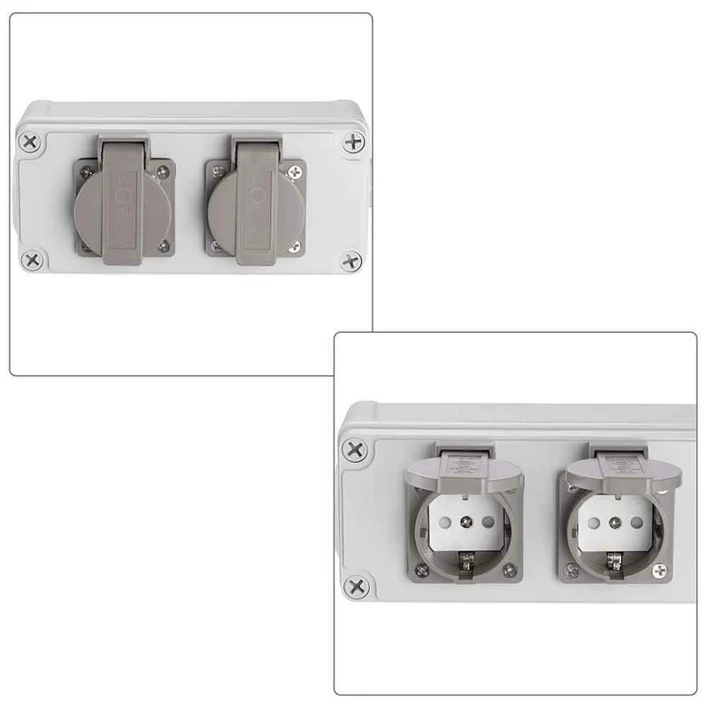 Cassetta Multipresa Elettrica Esterno da Parete 2 Prese Shucko Impermeabili IP54