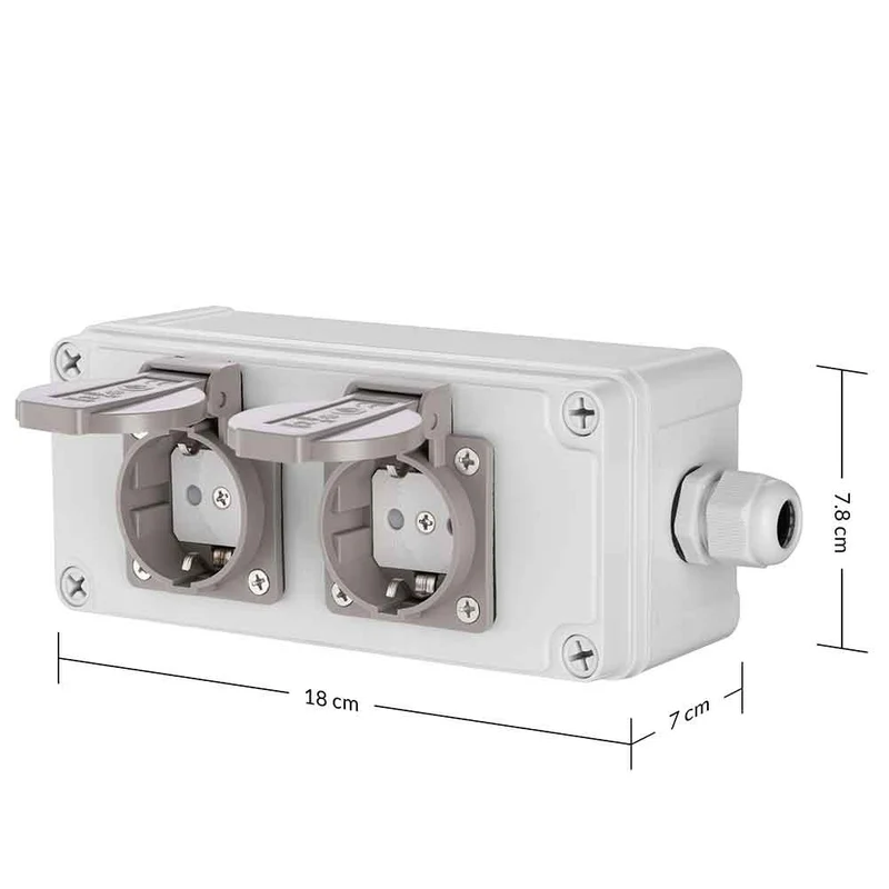 Cassetta Multipresa Elettrica Esterno da Parete 2 Prese Shucko Impermeabili IP54