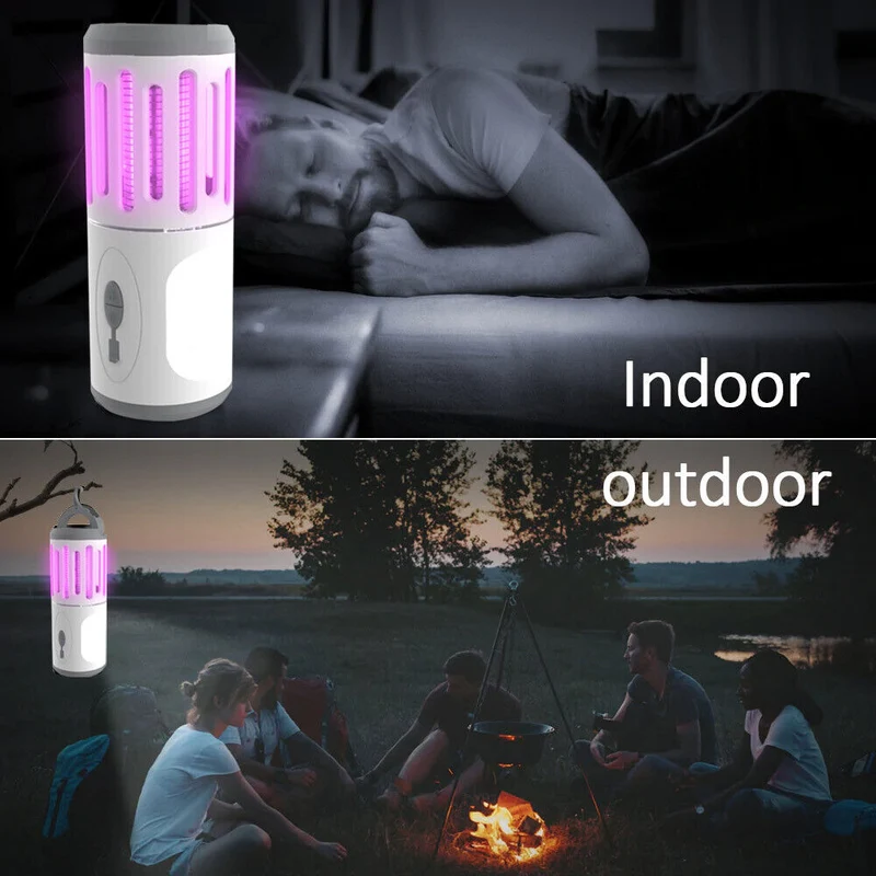 Zanzariera Elettrica Lampada Torcia LED Campeggio Anti Zanzar Batteria Litio USB