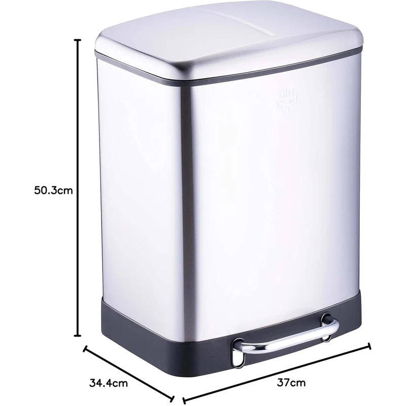Dirt Devil Pattumiera Doppia 2x12 l Acciaio Inossidabile Antiodore 37x34.4x50cm