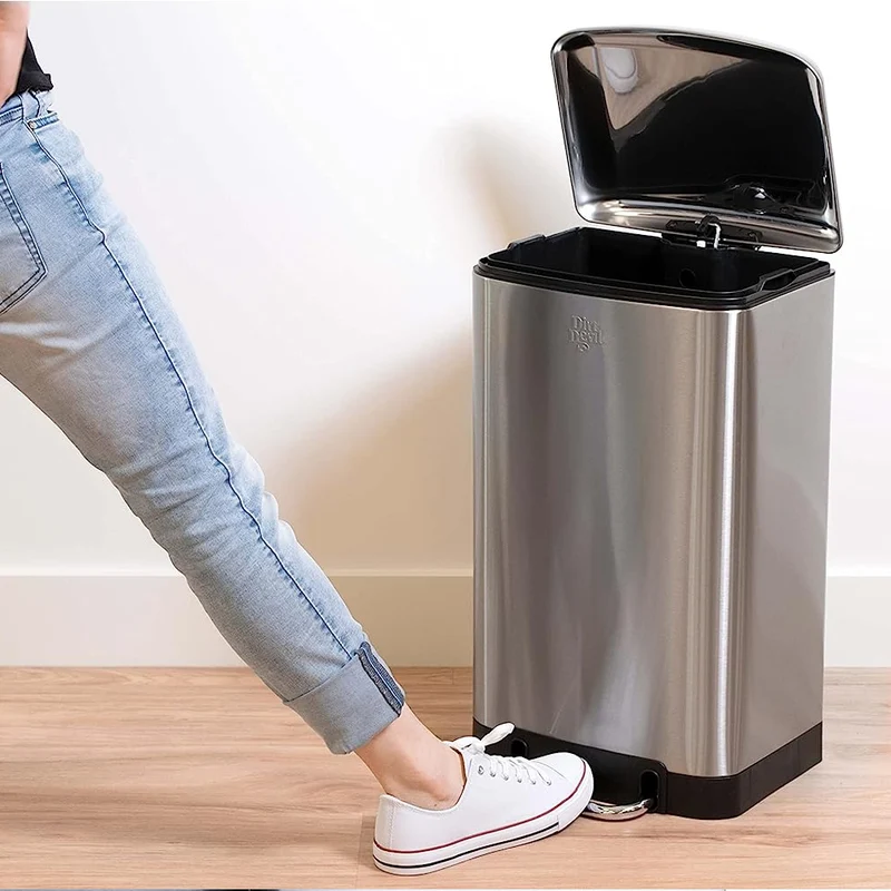 Pattumiera a Pedale Acciaio Inox 20 L Cesto Rimovibile e Chiusura Ammortizzata