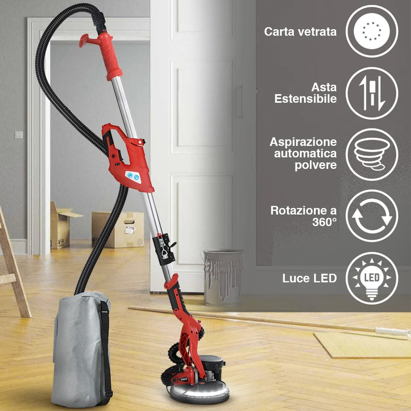 Levigatrice Muro Soffitto Carteggiatrice Giraffa 750W Cartongesso Pieghevole