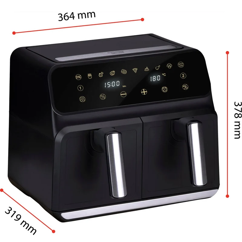 Double Air Fryer Friggitrice Aria Calda 8 L Display Digitale 1700W Sync Finish