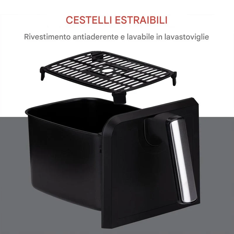 Double Air Fryer Friggitrice Aria Calda 8 L Display Digitale 1700W Sync Finish
