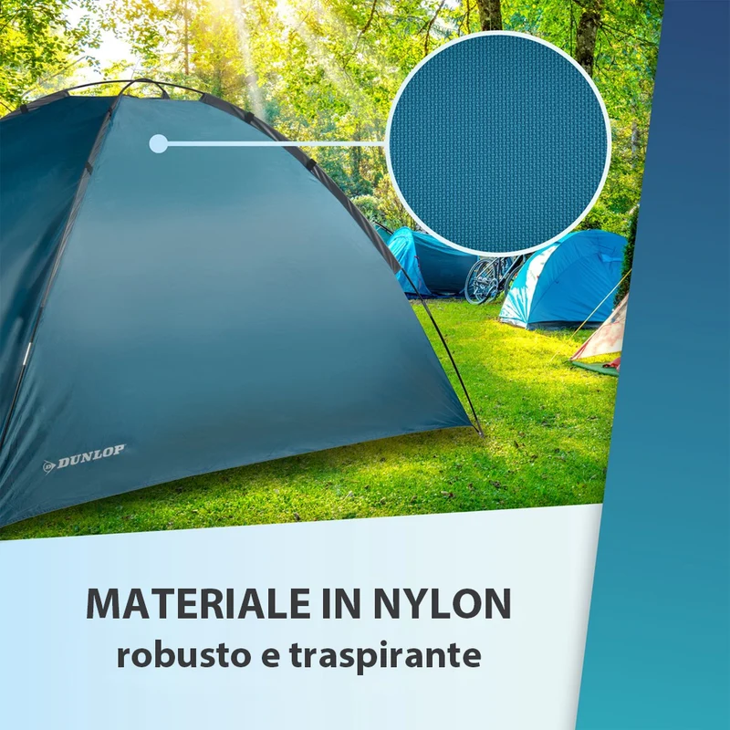 Tenda da Campeggio 3 Persone Cupola Spiaggia Escursioni 210x220x130cm Dunlop