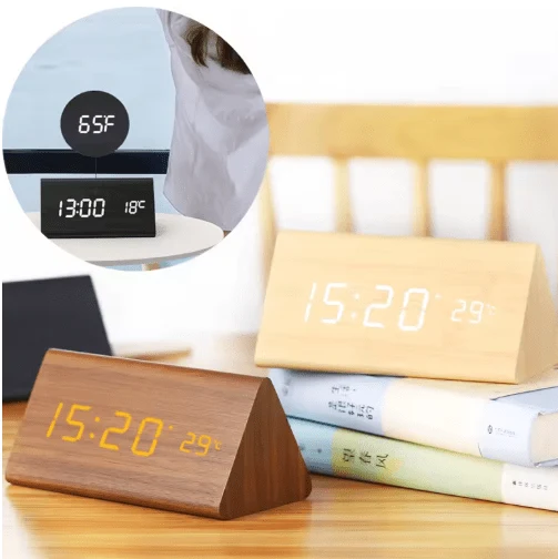 Clap-activated alarm clock with adjustable LED display