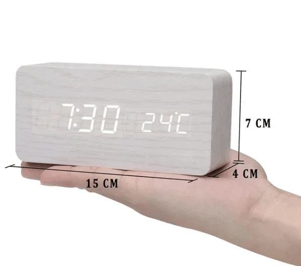 Clap-activated alarm clock with adjustable LED display